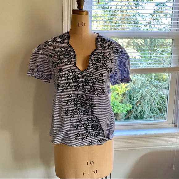 Zara Tops - NWT ZARA Embroidered Seersucker Blouse